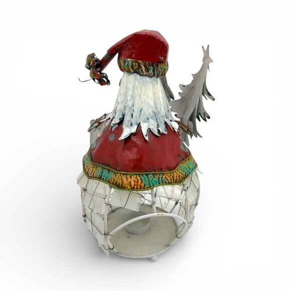 Santa Claus Christmas Tea Light Holder Metal & Resin Festive Décor - Picture 3 of 5